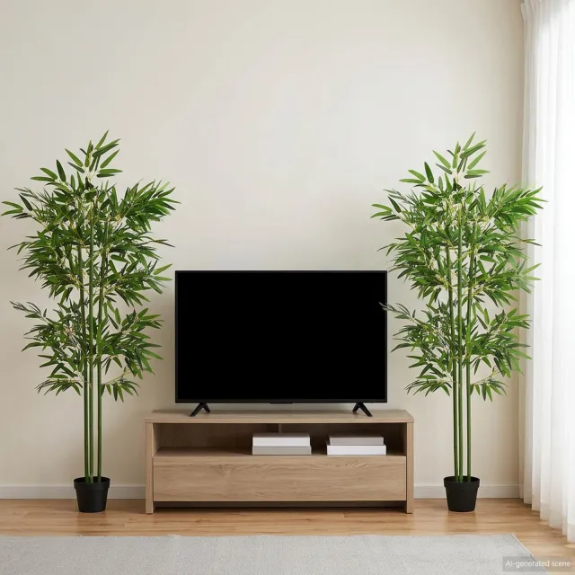 vidaXL Nepp Bambo Boom 2 st Groen 45 x 18 x 175 cm Stof en Bamboe