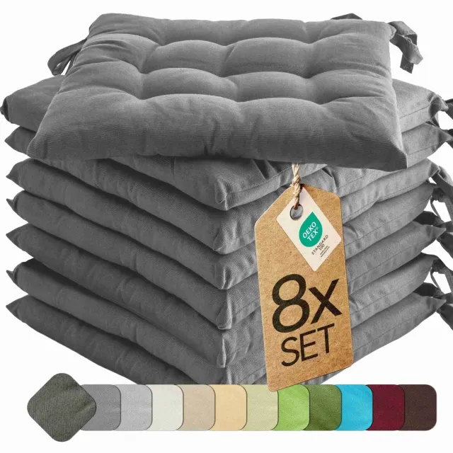 etérea Himmlische Qualität etérea Basic Zitkussen Stoelkussen - Seat Cushion 8 Stuk - 40x40 cm - Anthraciet Grijs