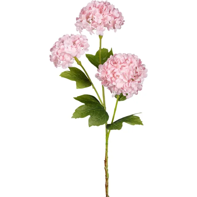 Flourify , Sneeuwbal tak (viburnum) - 4 stuks - kunstbloem - kunstplant - roze/groen - 61 cm