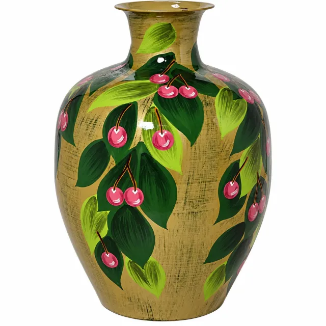 Colmore by Diga vaas goud/groen fruit handbeschilderd enamel 32x32x48cm