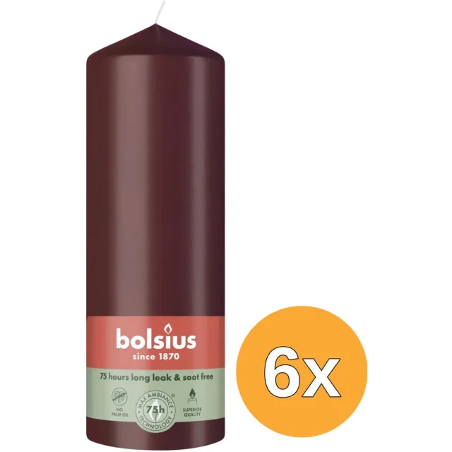 Bolsius 6x Bolsius Stompkaars 200/68 Velvet Red (1 stuk)