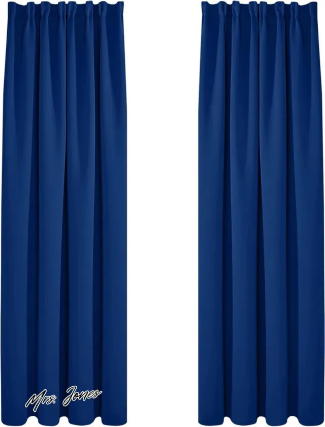 Mrs. Jones Verduisterende Gordijnen Potlood Plooiband Luxe Klaar Slaapkamer Woonkamer Royalblauw 140x245 cm 2 stuks . multi-color