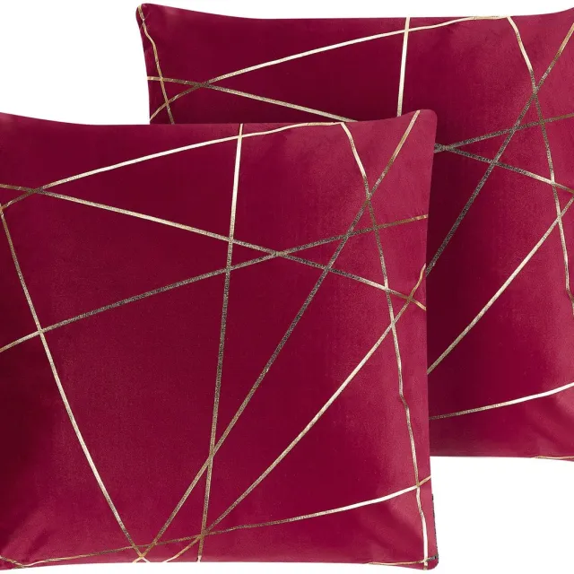 Beliani PINUS - Sierkussen set van 2 - Rood - 45 x 45 cm - Fluweel