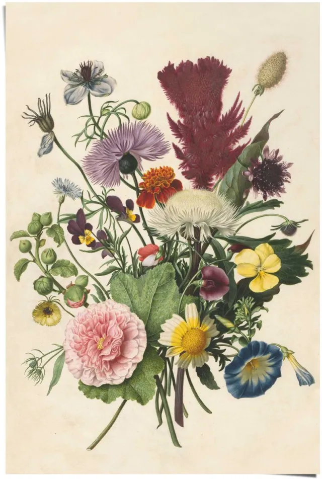 REINDERS Poster Bloemen boeket - 91,5 x 61 - Papier - REINDERS