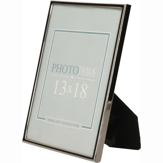 Zep Fotolijst - zilver/zwart - metaal - glas - staand - geschikt voor foto van 13 x 18 cm
