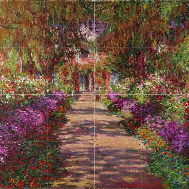 IXXI A Pathway in Monet's Garden, Claude Monet & Bridgeman Images - 80 x 80 cm - Grote wanddecoratie en posters - Kleurrijk, Klassiek, Botanisch