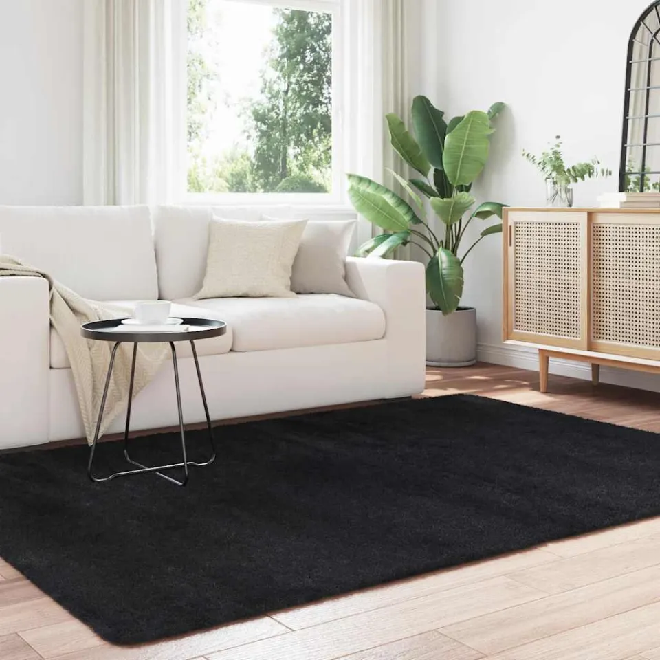 vidaXL Hoogpolig vloerkleed NAVARRA 160x230 cm polyester zwart, foto 3