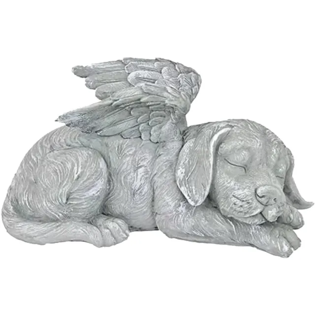 QTTVBTNA Huisdierbeeld - Honden Gedenkteken - Tuinbeeld - Hond, 12×6×5,5 cm, hars, grijze steenlook - Weerbestendig, vervormt niet - Voor binnen en buiten - Als memorial stone of decoratie - Cadeau voor huisdiereigenaren Grijs