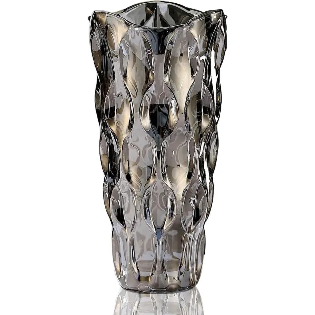 JGS Premium - Bloemenvaas 24 cm voor tulpen - 15 liter - Cadeau voor mama - Verjaardag - Glazen vaas voor bloemen - Decoratief - Bruiloften - Rookgrijs Any