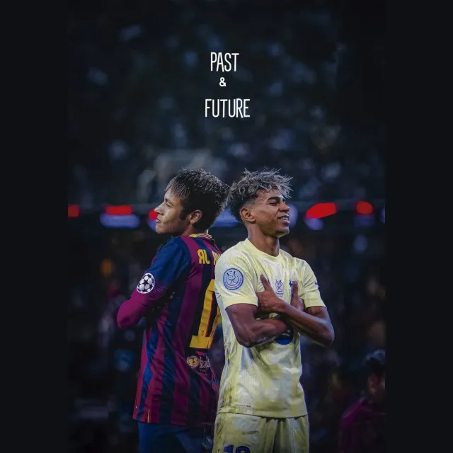 Papier A4 Neymar Jr. & Lamine Yamal | A3 (30x45 cm) met zwarte lijst | Legende & Toekomst | Past & Future