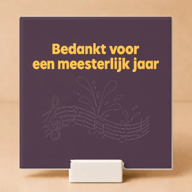 Bedruk King Stijlvolle Meesterlijk Tegel – Strak Zwart-Wit Lijnwerk voor Leraren en Waarderingscadeaus - 15 x 15 cm met houder