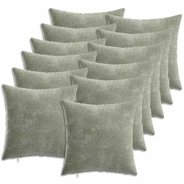 vidaXL Dekenkussen - 12 - st - HEERLEN - Groen - 45 - x - 45 - cm - Chenille - Stof