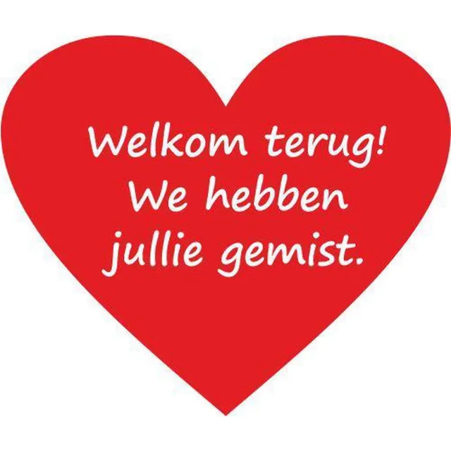 TopBord.nl Welkom terug! We hebben jullie gemist. - Raamstickers statisch hechtend - 3 stuks Rood
