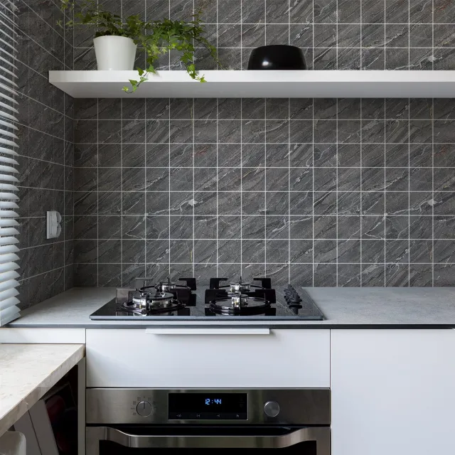 Ambiance Sticker Zelfklevende muurtegelstickers voor keuken en badkamer - 60 ISLA GRIJZE MARMER TEGELSTICKERS - 60 stickers 20x20cm Multi color