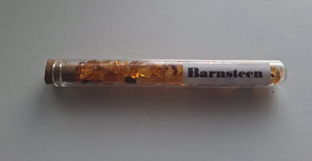 mineraalsteen Geluksflesje met "Barnsteen" geel, oranje