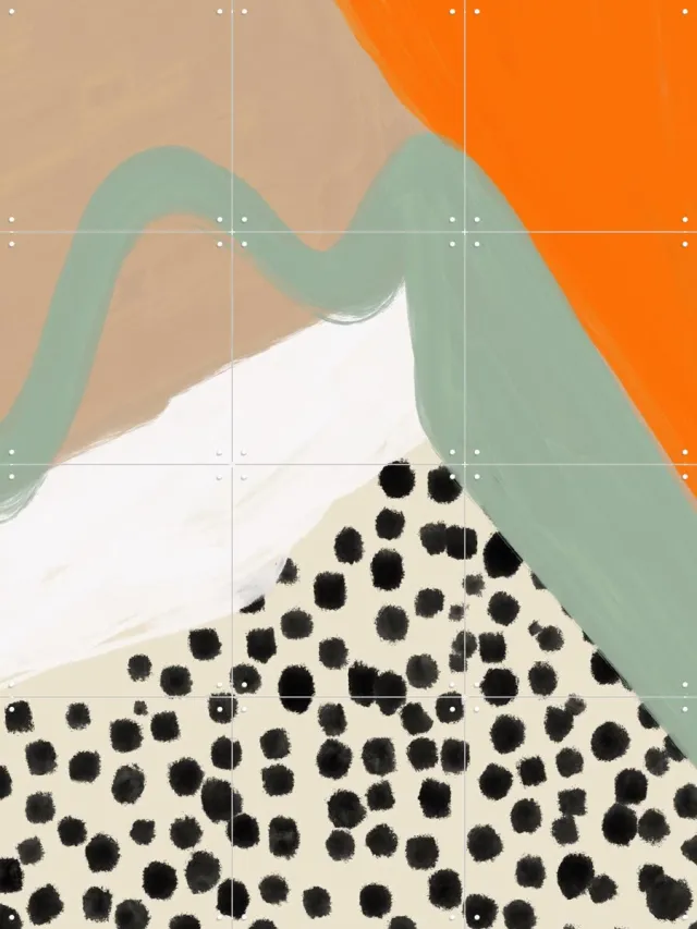 IXXI Crazy Life Boho, Hej.Ibiza - 60 x 80 cm - Grote wanddecoratie en posters - Abstract, Gemengde Technieken, Digitale Kunst, Geometrische Kunst Oranje / Groen / Bruin