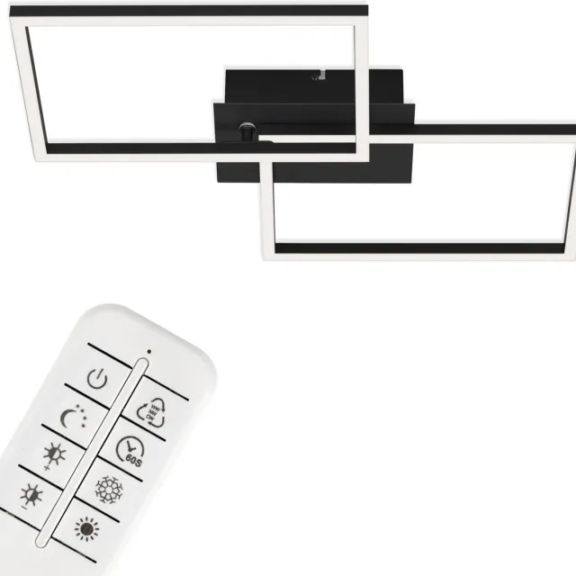 Briloner LED Plaffonniére - plafondlamp dimbaar - incl. afstandsbediening - cct - nachtlichtfunctie en timer - zwart
