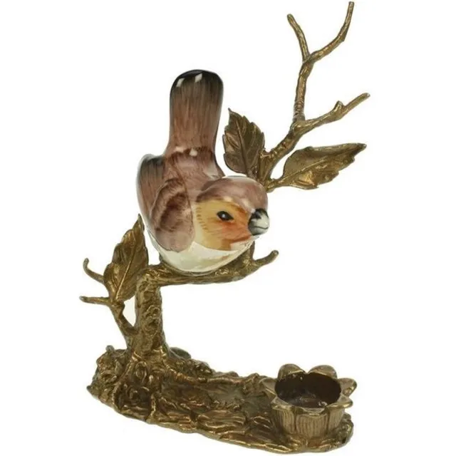 Meander Theelichthouder Vogel op tak 11,5x8x14cm Multi