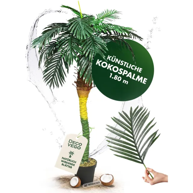 Decovego Kunstmatig Valse Royal Palm Plant Boom 180cm Decoratie Binnenin DECOVEGO Green