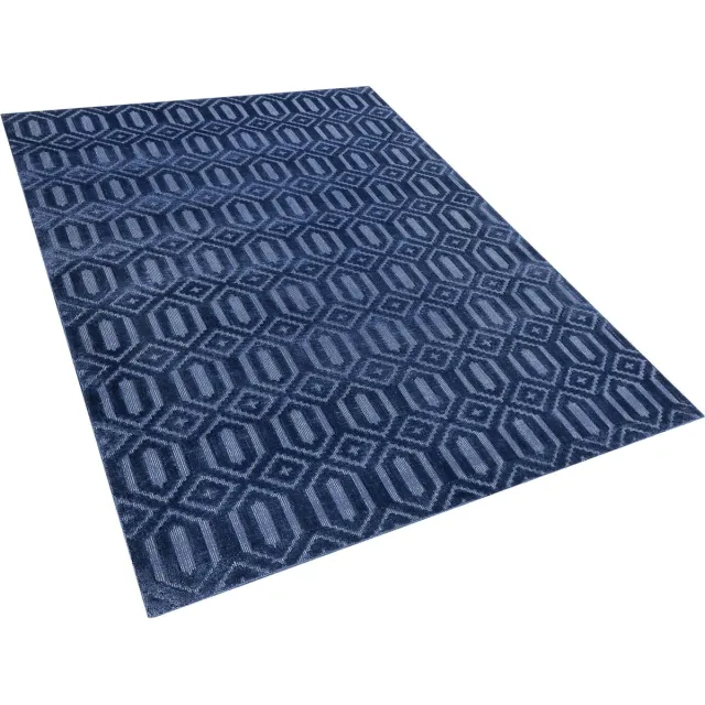 Beliani ADATEPE - Laagpolig vloerkleed - Marineblauw - 140 x 200 cm - Viscose