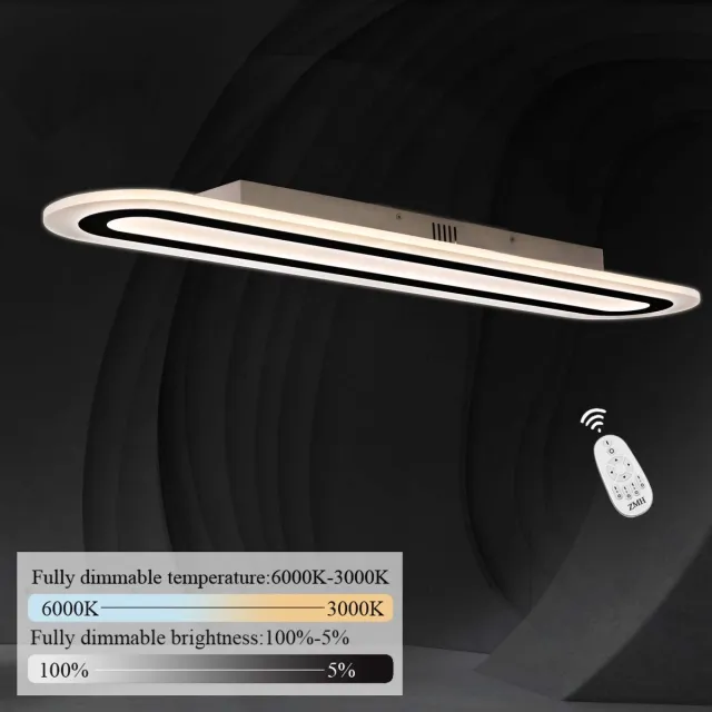 Glitzerlife LED-Plafondlamp - Dimbaar Met Afstandsbediening - Acryl Design - CCT Warm Wit Tot Daglicht - Modern Paneellicht - 100 Cm - Beige
