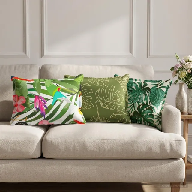 vidaXL Plaid kussen 2 st HOUTEN Bladontwerp 40 x 60 cm Polyester Groen