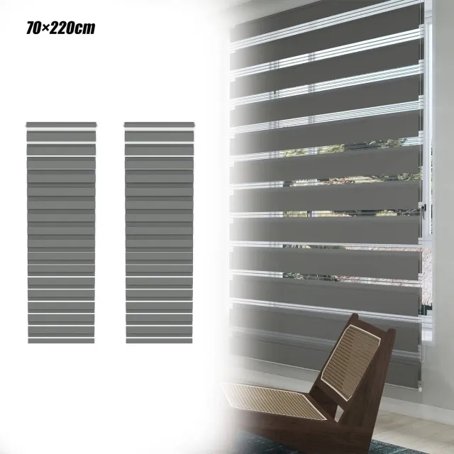 Aufun set van 2 verduisterende rolgordijnen – grijs – 70 x 220 cm – klembevestiging – voor ramen en balkondeuren