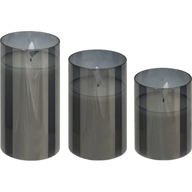 Atmosphera LED kaarsen met flikkerend effect - Set van 3 stuks - Zwart Noir