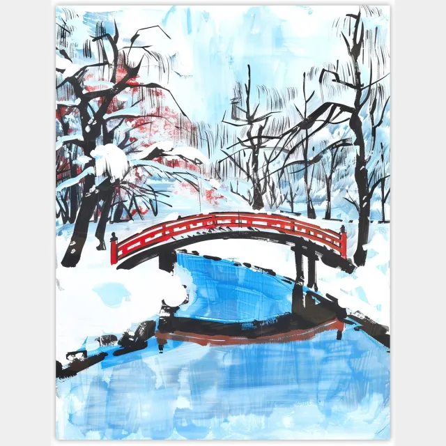 Unyqoos Grote wanddecoratie met Japans winterlandschap voor woonkamer of kantoor meerdere