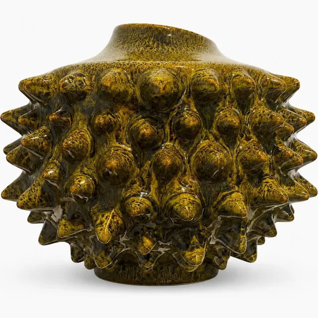 Mica Decorations Vaas Spike - Keramiek - Groen - 25 x 19 x 25 cm (BxHxD)