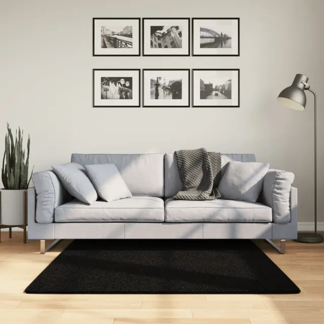 vidaXL Vloerkleed HUARTE laagpolig zacht wasbaar 120x120 cm zwart, foto 2