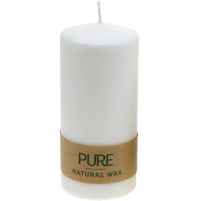 Wenzel Kerzen Pure stompkaars 130/60 natuurlijke waskaars duurzame stearine en koolz Wit
