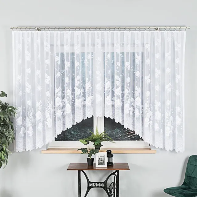 Markizeta BOŻENA Serie - Jacquard Gordijn - 500x160 cm - Kleur Wit - Bloemenpatroon