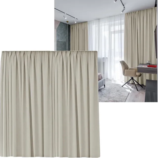 Famanu Gordijnen 300 cm B x 245 cm H Gordijn Verduisteringsgordijn Ruches Tape Ondoorzichtig Verdunkelend Thermisch Warmte - isolerend Woonkamer (Crème Ruches Tape) crème plooiband