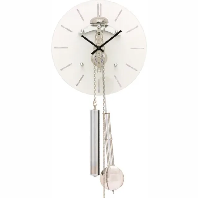 AMS H308 Wandklok Skeleton mechanisch zilverkleurig