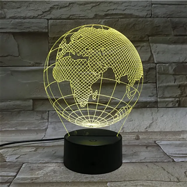 MC Living 3D Led Lamp Met Gravering - RGB 7 Kleuren - Wereldbol