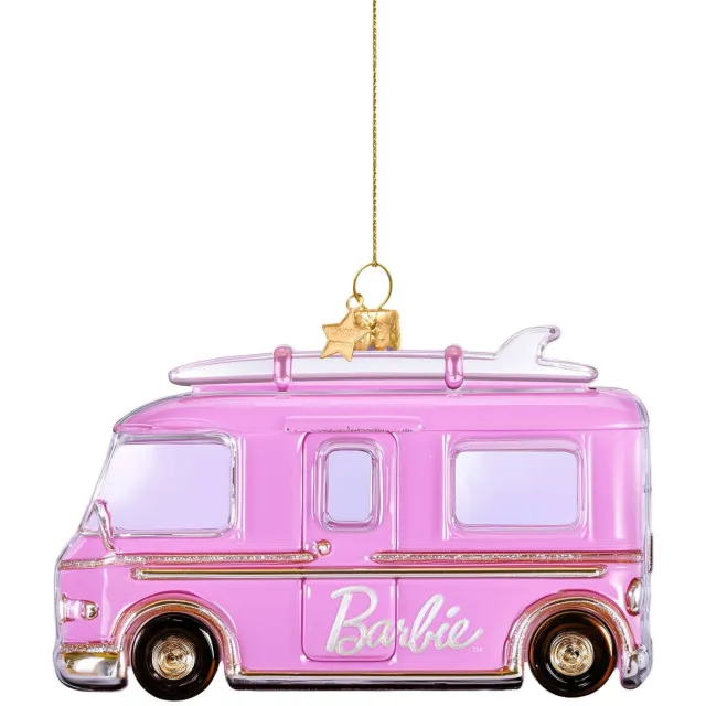 Vondels kerstornament Barbie camper roze