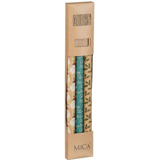 Mica Decorations Kerst kado papier - groen bruin (5 stuks) Bruin, groen