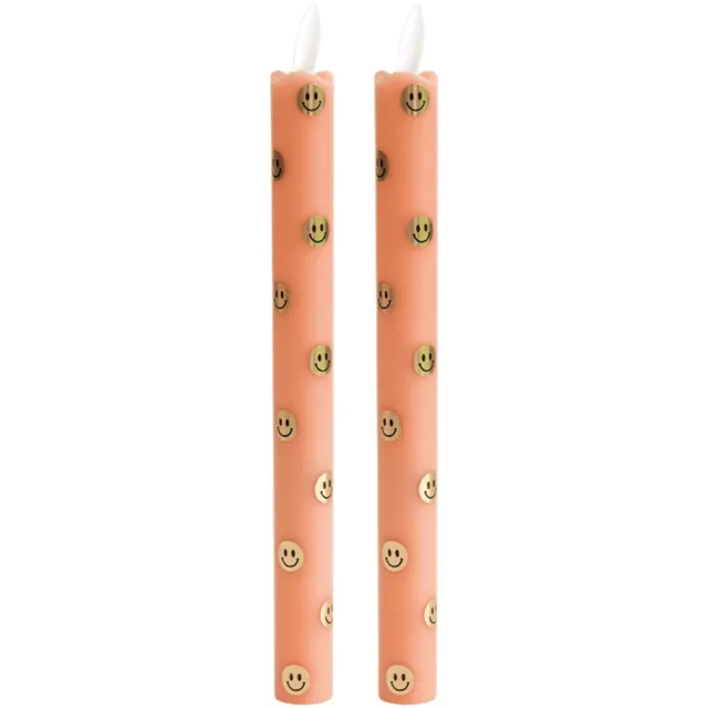Aifcandles LED Dinerkaarsen Goud met Smiley - Set van 2 - Incl. Batterij - Werkt met Afstandsbediening - Aifcandles
