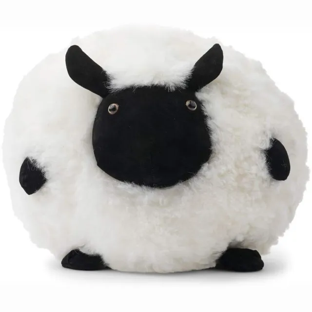 Sheepskin House Schattig Schapen Kussen - D34 cm Black/White