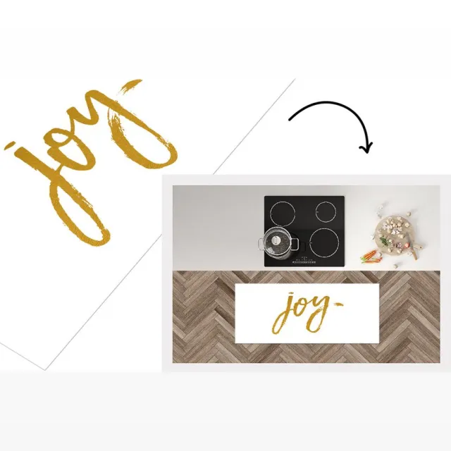KitchenYeah Keukenloper - Loper keuken - Kerstmis - Joy - Goud - Spreuken - Quotes - Keukenloper vinyl Multicolor