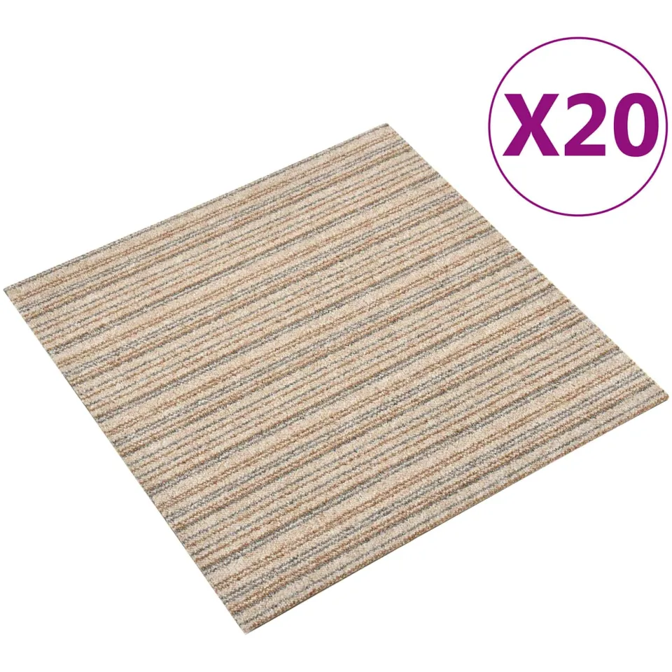 vidaXL Tapijt 20 st Gestreept Beige 50 x 50 cm 100% Polypropyleen, foto 2