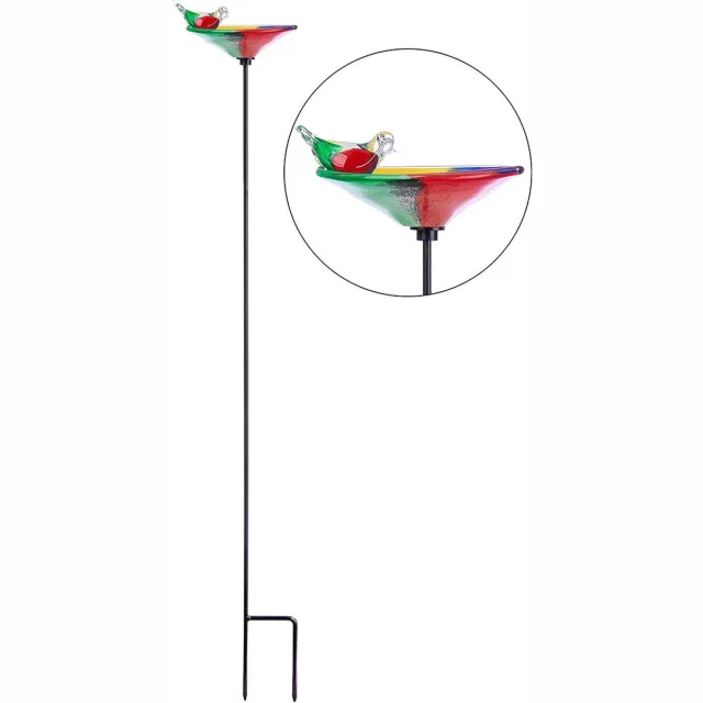 Rawa Tuinsteker vogeldrinkbakje glas multi color - 108x18 - handwerk rood