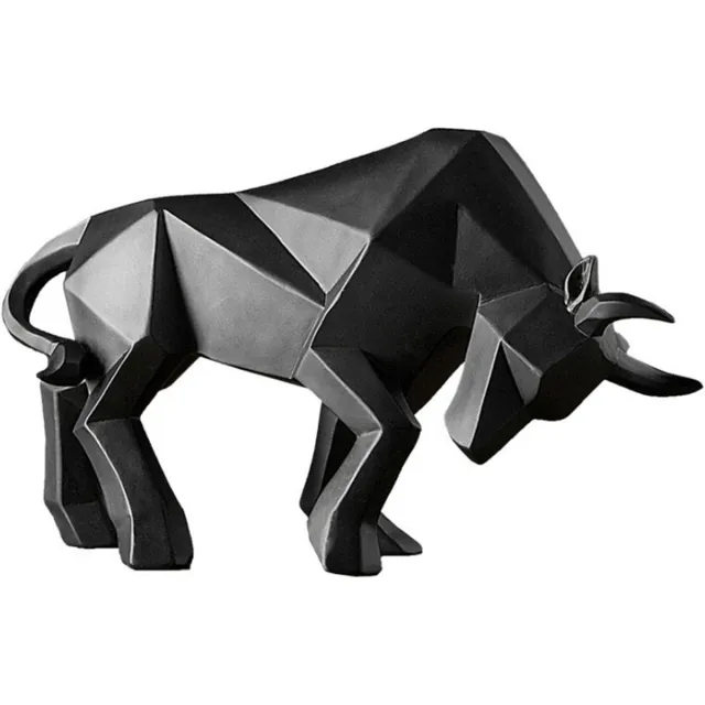 Jiakalamo Geometrische stier standbeeld ornament - abstracte sculpturen huisdecoratie - modern vee standbeeld dier beeldje hars stier sculptuur voor thuiskantoor cadeau (zwart)