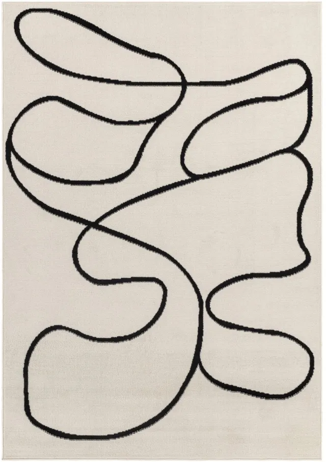 Surya Lylou vloerkleed modern scandinavisch grafisch zwart gebroken wit