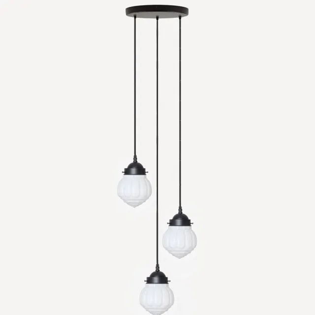 Coloured by Art 3 lichts hanglamp Wassail - Art Deco Trade Zwart