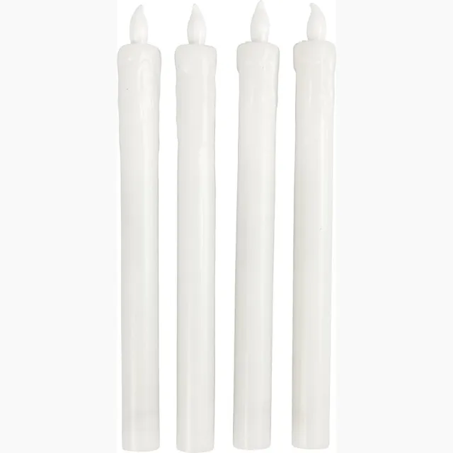 PacklinQ LED Kaarsen, H: 24,5 cm, d 20 mm, 4 stuk/ 1 doos Wit