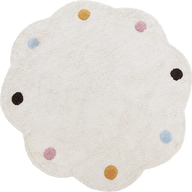 Beliani DUREVI - Vloerkleed - Lichtbeige - 120 cm - Katoen