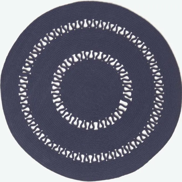 Homescapes Gevlochten Rond Gehaakt Vloerkleed Donkerblauw, 70 cm
