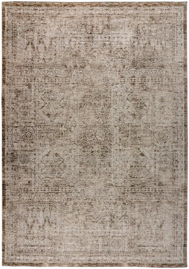 Padiro elegant laagpolig vloerkleed - crème / offwhite - vintage patroon - voor vloerverwarming - van polyester en katoen